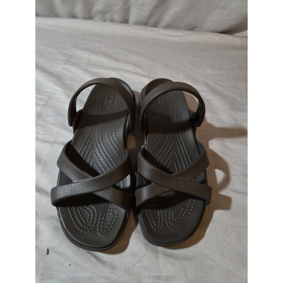 CROCS Shoes - Crocs Women's Meleen Crossband Sandals Sz 7 Brown Espresso Slip On Comfort